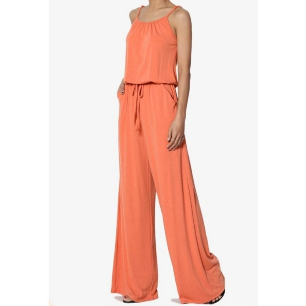 Zenana | Coral Jumpsuit w/ Pockets | Adjustable Straps | Soft & Flowy